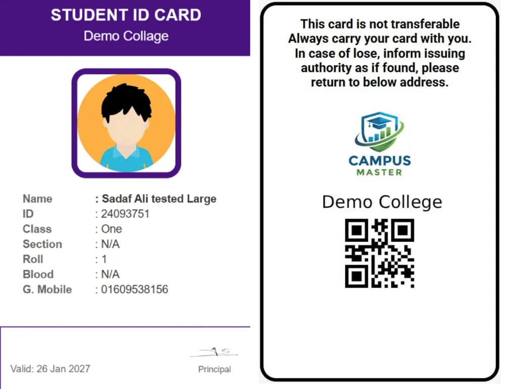 Student ID card template — purple