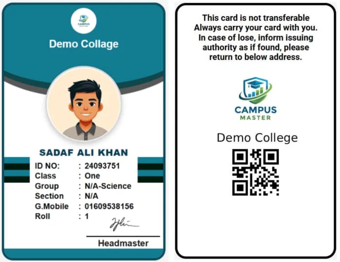 Student ID card template — teal